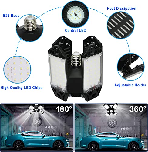150W Led Garage Light, Garage Lights Led Garage Ceiling Lights, 15000 Lumen Led Shop Light 4+1 Adjustable Panel, 6500K Daylight Garage Lighting Led Light Bulb Fixture Led Lights For Garage, Workshop #TOP5