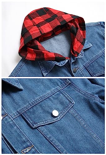 Image of LZLER Men's Denim Jackets Distressed Destroyed Classic Vintage Slim Fit Ripped Fashion Trendy Trucker Jean Jackets