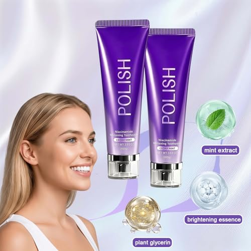 Image of Whitening Toothpaste with Niacinamide, Teeth Cleaning Toothpaste for Fresh Breath and Plaque Removal, Helps Brighten Teeth and Remove Surface Stains for Adult Oral Care, 2 PCS