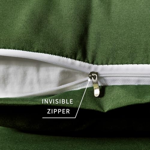 Image of Queen Size Zipper Pillow Cases Set of 2,Deep Olive Green,20x30 Inches