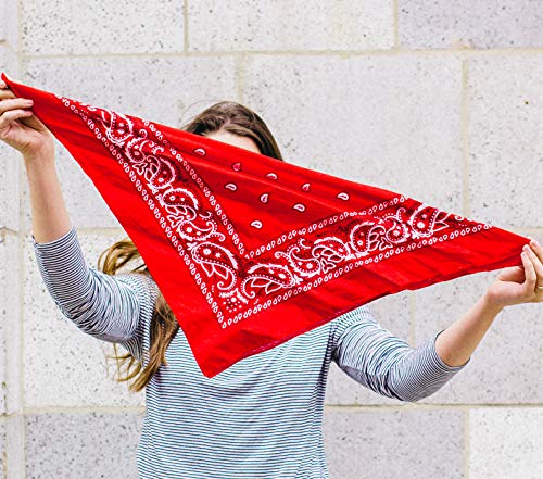Raylarnia Bandana Multi-Purpose 100% Cotton Headbands for Women, 22 inch Paisley Cowboy Bandanas for Men