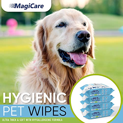 Image of MAGICARE Pet Wipes - 400 pcs Dog Wipes - 8x8 Inch Unscented Dog Paw Cleaner Wipes for Body, Ears, Face, and Skin - Ultra Thick & Soft with Hypoallergenic Formula - Ideal Pet Wipes for Dogs & Cats