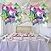Gradient Color Star Foil Balloons, 18 Inch Rainbow Stars Shape Foil Helium Balloons Colorful Pentagram Aluminum Foil Party Balloons for Kids Birthday Rainbow Party Coloful Theme Party Decoration