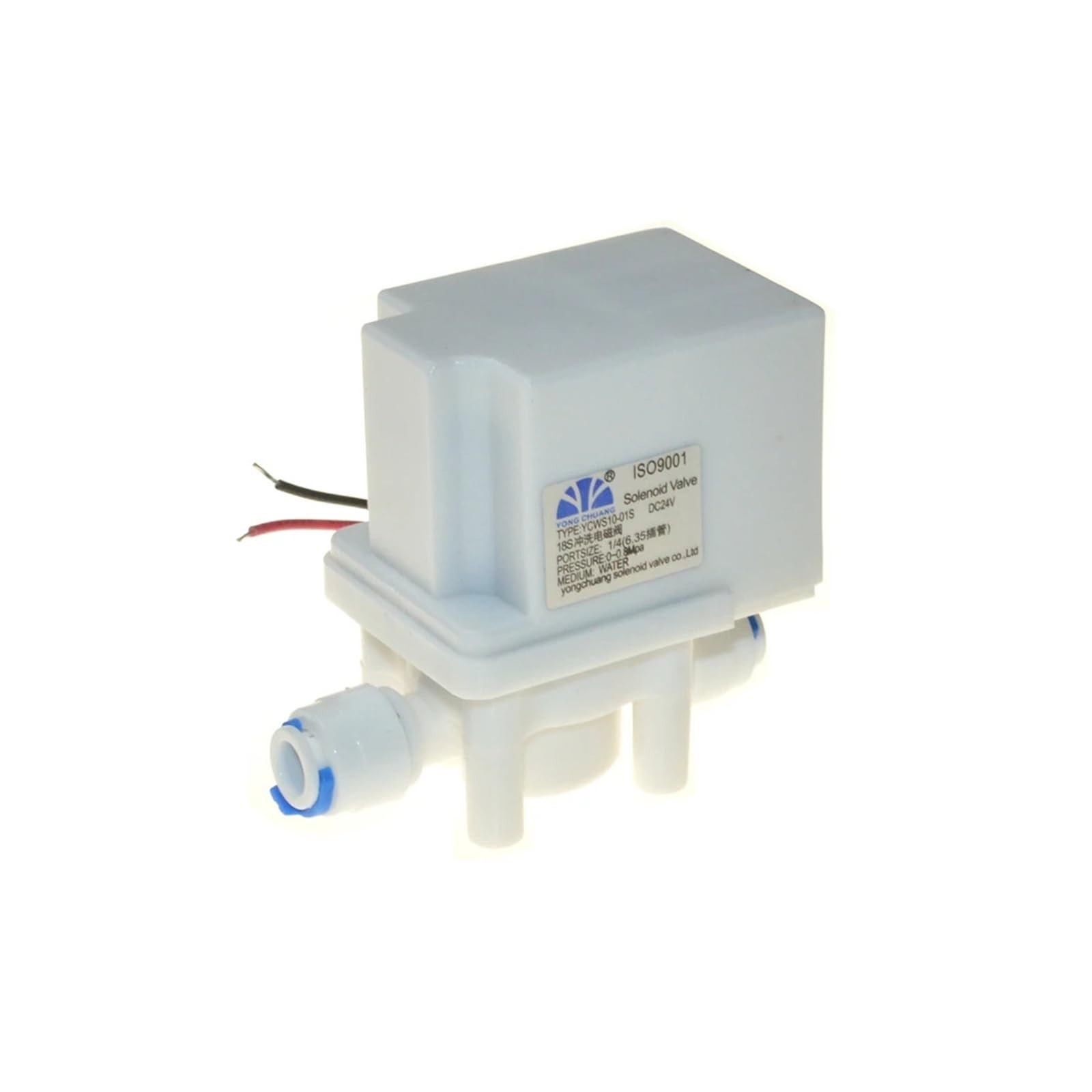 Électrovanne électrique en plastique for eau, 24vdc, 1/4 "NC, 18 secondes, tuyau de chasse automatique, connexion rapide