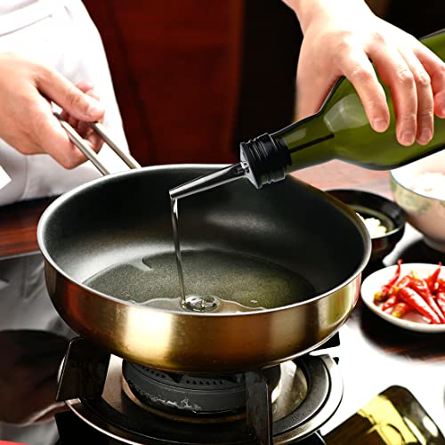 CUNQN Olive Oil Dispenser Glass Oil Pourer Drizzle Bottle Vinegar Container Cruet Bottles Cooking Dispensing Set 500ML 2PCS - Image 4