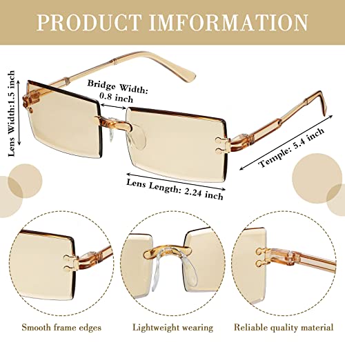 EBOOT 24 Pcs Rimless Rectangle Sunglasses for Women Men Frameless Square Sunglasses Multicolor Gradient Eyewear Unisex2
