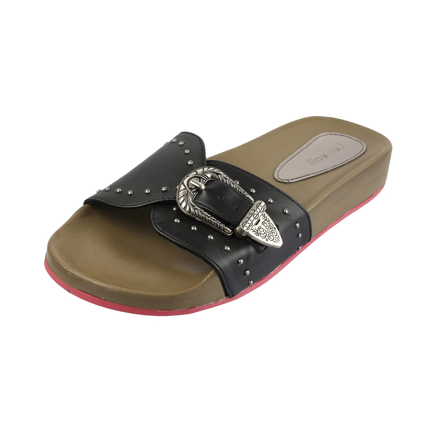 Women's Buckle Studded Slides Slipper