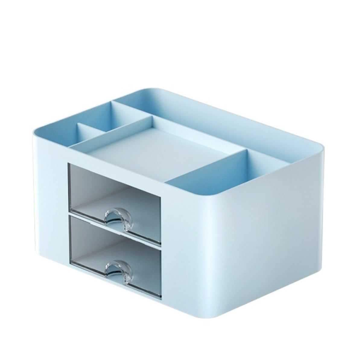 Organizer Scrivania Portapenne in Plastica con 2 Cassetti, da Scrivania for Articoli Artistici for Ufficio Conservazione Forniture(Blue)