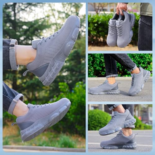 Image of Steel Toe Shoes for Men Lightweight Safety Work Shoes with Kevlar Puncture Resistant Midsole Comfortable Low Top Work Shoes for Warehouse Factory Light Construction