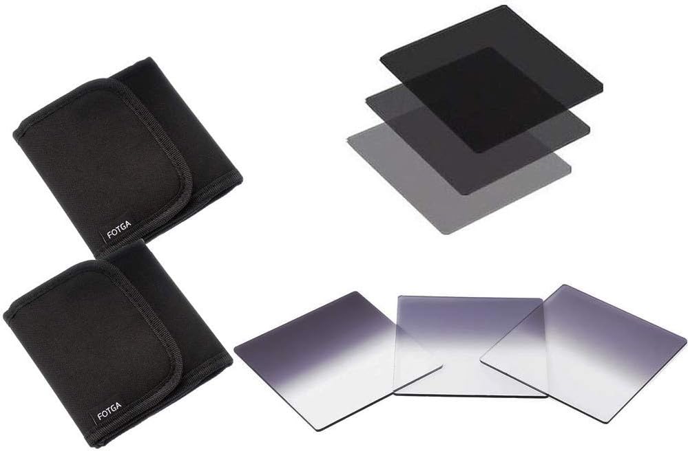 Runshuangyu 6Pcs 4x4 Full & Graduated Neutral Density Filter, ND2 ND4 ND8, Full & Grad ND Filters with Bag for Swing Away Matte Box Holder - Set of 6