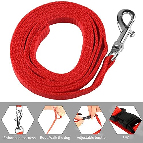 Image of Cat & Small Pet Nylon Strap Collar with Adjustable Walking Harness Leash Pet Walking for Kitten- Plain (RED)