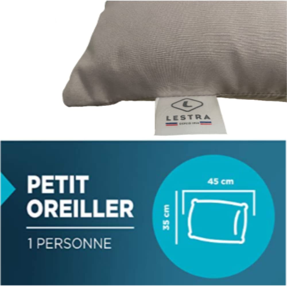 Lestra Outdoor – poduszka Rando - ściśnięta poduszka turystyczna – lekka i wygodna – 50% puch kaczki – 45 x 35 – 260 g szary jeden rozmiar - produkcja francuska, Szary, 1 Unité (Lot de 1), outdoor