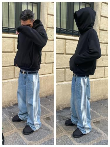 Alyweatry Baggy Neutral Jeans for Men Low Rise Wide Leg Vintage Oversized Denim Track Pants4