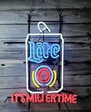 Neon Signs Bar Light Inin Lite Can It's Miller Time Beer Glass Neon Signs for Pub Cafe Man Cave Neon Light Art Wall Lights 24 X 20 Inches