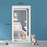 Katzennetz für Balkon mit Reißverschluss, Haustiere Bildschirm Tür, verhindern, Katzen aus Laufen, Katze Mesh Tür Bildschirm für Wohnzimmer, Schlafzimmer, Küche 90 x 210 cm (weiß-90X210CM-A)