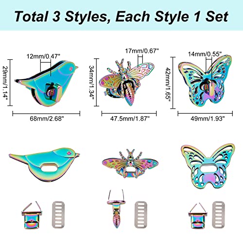 WADORN 3 Sets Purse Twist Lock Clasp - Image 2