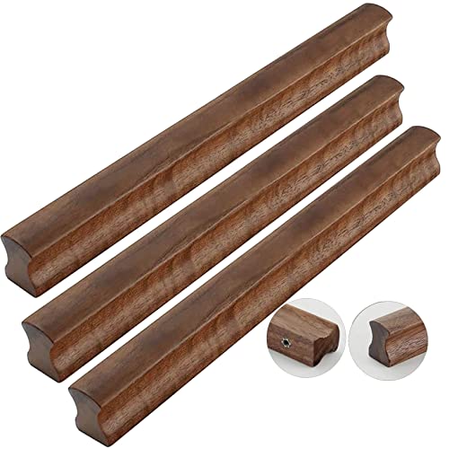 SXPXP Manijas Manijas de Madera Tirador Barra en T Armario Forma sólido for cajones Puerta Muebles Armario Cajón ropero(Black Walnut,Length 230mm)