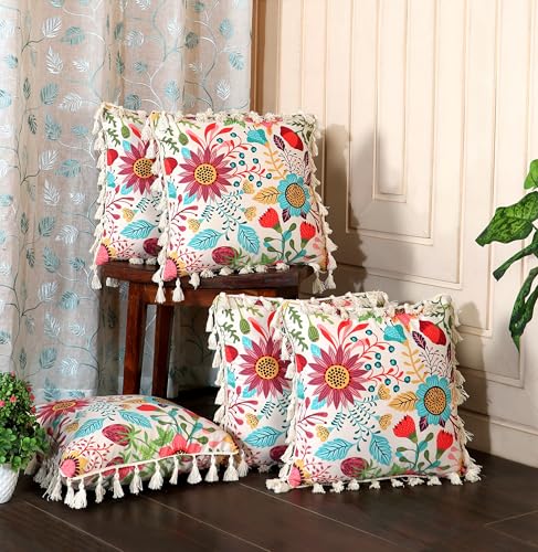 ishro home Premium Cushion Cover 16 inch x 16 inch | Set of 5 – S...