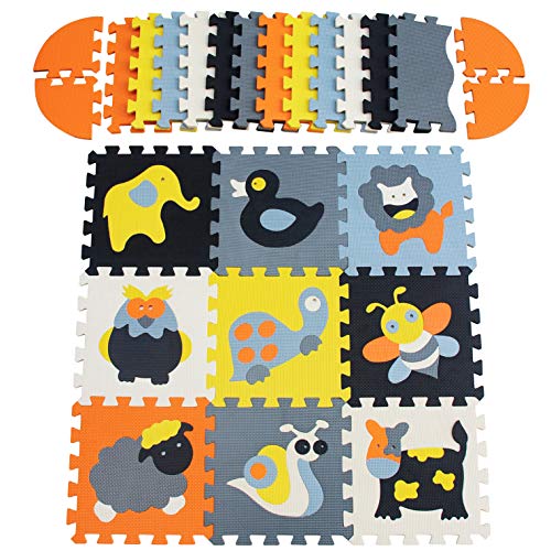 MU Shen Alfombra Puzle Niños Colchoneta Suave 1.35? Juego Rompecabezas para Niños 25 Pcs Animales Espuma EVA 011B