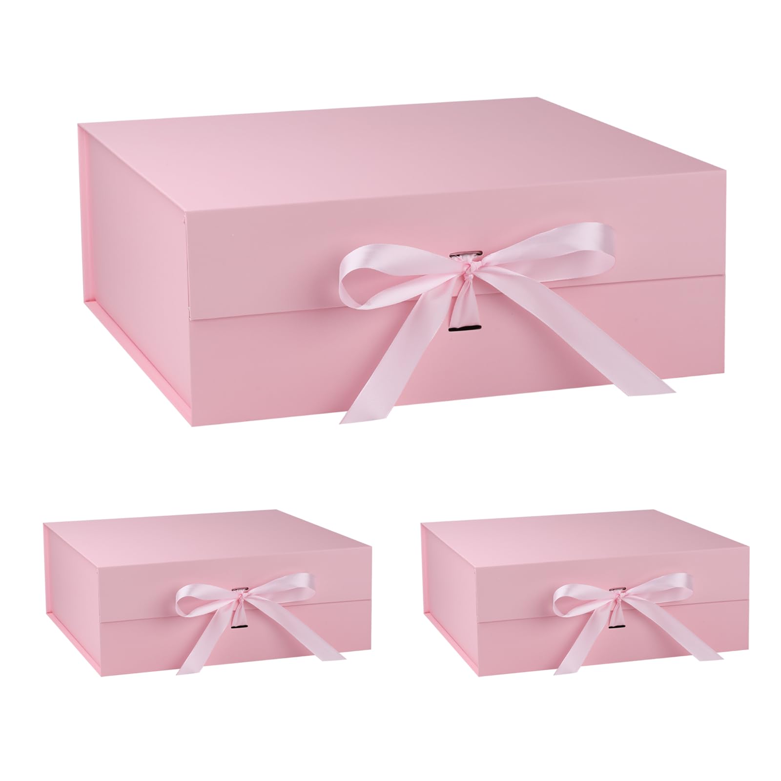 OEMVALATY Boîte cadeau magnétique rose 40,6 x 40,6 x 15,2 cm avec couvercle et ruban pour cadeaux, mariage, Noël, Halloween, anniversaire
