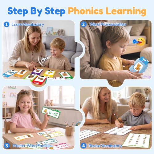 Image of Phonics Flip Book & Talking Flash Cards, Word Family Build Book Set | 40 Read & Rhyme Flip Books, 144 Talking Flash Cards, Learn to Read for Kids Ages 3-8, Phonics Word Cards for Kindergarten