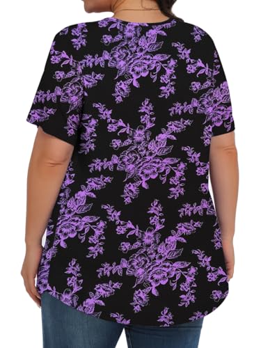 Image of Tencede Womens Plus Size Tops Tunic Short Sleeve Crew Neck Shirts Casual Soft Blouse 1X-5X