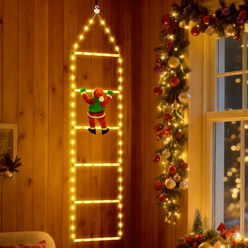 Ninonly Kletternder Weihnachtsmann LED Weihnachtsbeleuchtung mit 8...