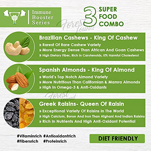Image of Forest Found Dry Fruits Combo (1.5kg Pack of 3) | Spanish Almonds, Brazilian Cashews & Greek Golden Raisins (500g Each) | Whole Jumbo Nuts & Seedless Raisins | Healthy Festive Gift Pack
