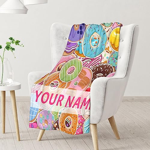 Girls Blanket - 50"x60" Cute Donut Throw Blanket Gifts for Kids & Adults - Personalized Colorful Soft Fuzzy Doughnut Blanket for Bed, Couch & Living Room