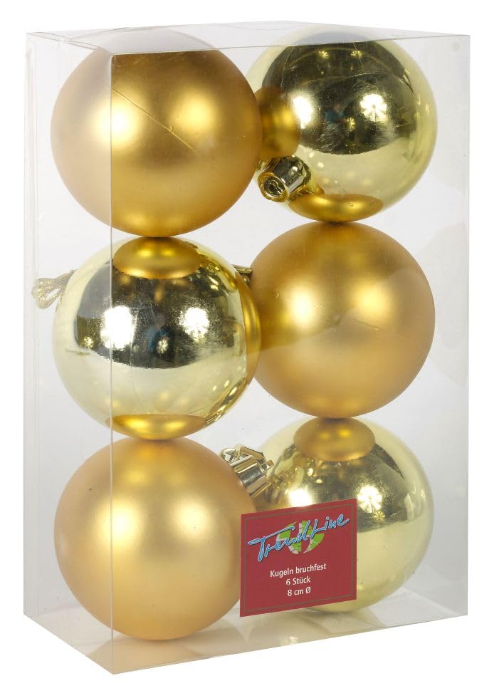 TrendLine Christbaumkugeln Ø 8cm 6Stk Gold Weihnachtskugeln...