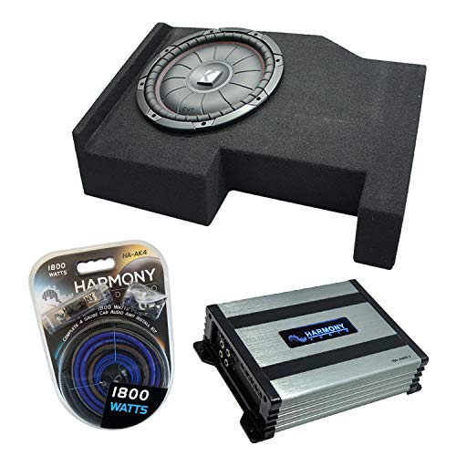 Harmony Audio Compatible with 2014 - UP Chevy Silverado Crew Cab Kicker Bundle CompVT CVT10 Single 10 Sub Box Harmony HA-A400.1