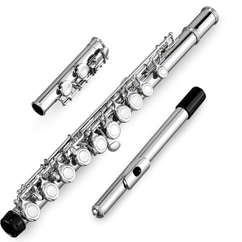16 Geschlossene Offene Löcher C-Tonart Professionelles Querflöte Konzertmusikinstrument mit Box Reinigungstuch Stockhandschuhe