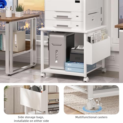 Image of Lerliuo White Large Printer Stand with Storage