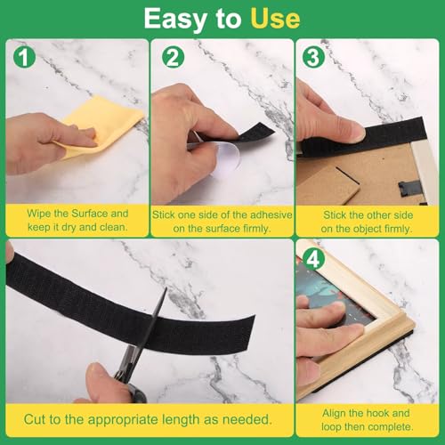 Image of WGLILO 2 Inch x 15 Feet Hook and Loop Strips with Adhesive, Double Sided Nylon Self Adhesive Tape for Home Office School and Crafting, Prevent Sofa Cushions, Mats, Mattresses from Sliding, Black