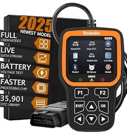 RODEDIO R009 OBD2 Scanner - Car Diagnostic Tool & Code Reader with Battery Tester for All OBDII Vehicles Since 1996, Check Engine Light Reset, CAN Protocol Scanner, Plug & Play Scan Tool