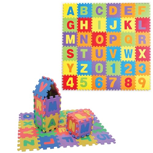 Image of EVA Foam 36 Pcs Soft Colorful Alphabet & Number Play Mat | Interlocking Floor Tiles for Kids, Toddlers & Babies | Educational Learning Blocks (A-Z, 0-9) | Safe, Non-Toxic Play Mat for Home