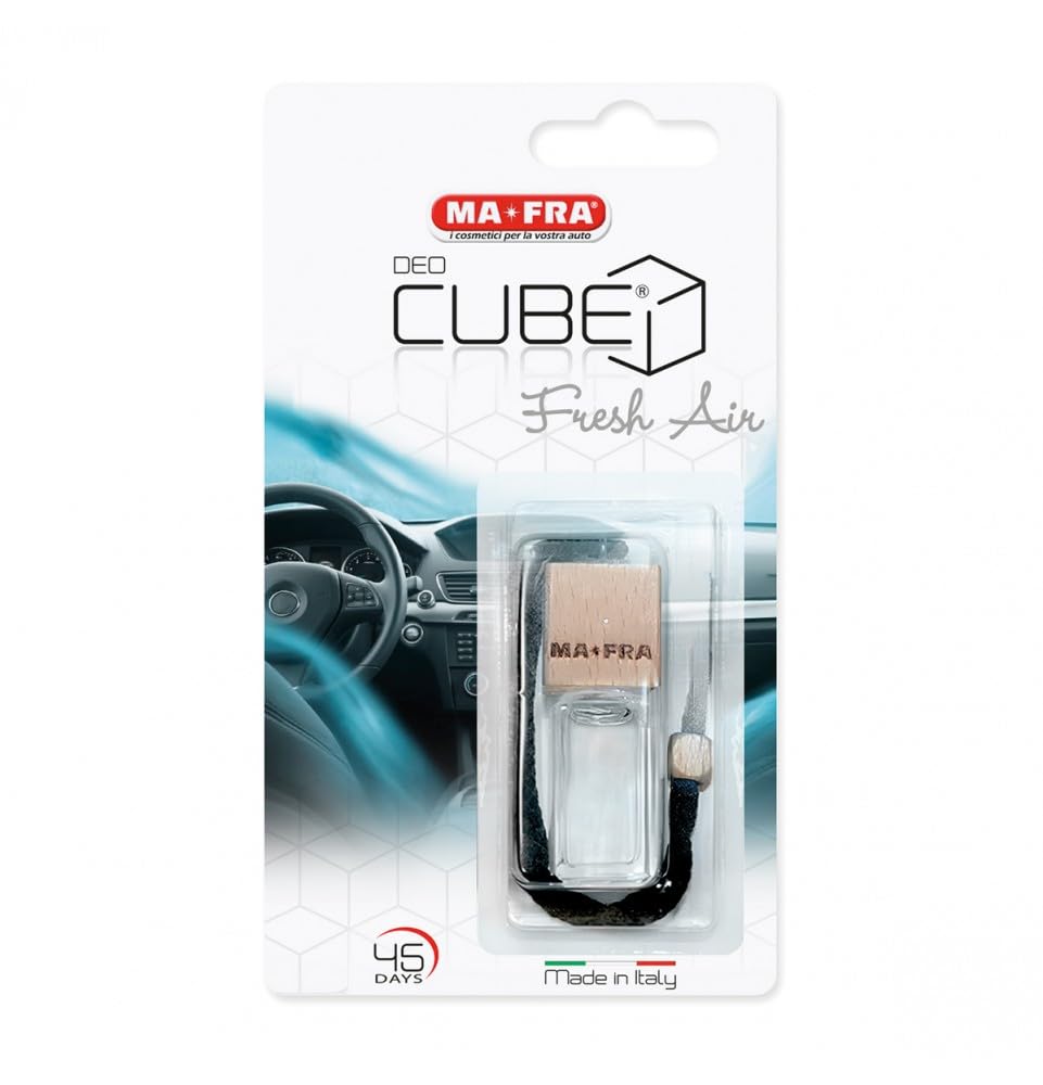 MAFRA, Deo Cube Apple, Profumatore per Auto, Fragranza alla Mela Verde, Rinfresca Abitacolo e Piccoli Ambienti, Design Elegante a Forma di Cubo e Tappo in Legno, Profumazione a Lunga Durata, 5ml