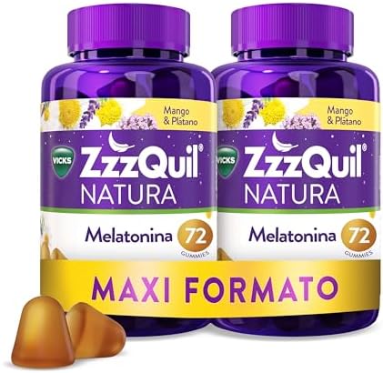 ZzzQuil Natura Gummies de Melatonina 1mg con Valeriana, Complemen...