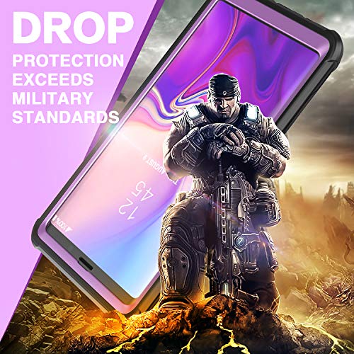 FITFORT Samsung Galaxy Note 9 Cell Phone Case - Full Body Case with Built-in Touch Sensitive Anti-Scratch Screen Protector, Ultra Thin Clear Shock Drop Proof Durable Protective Cover (Purple)