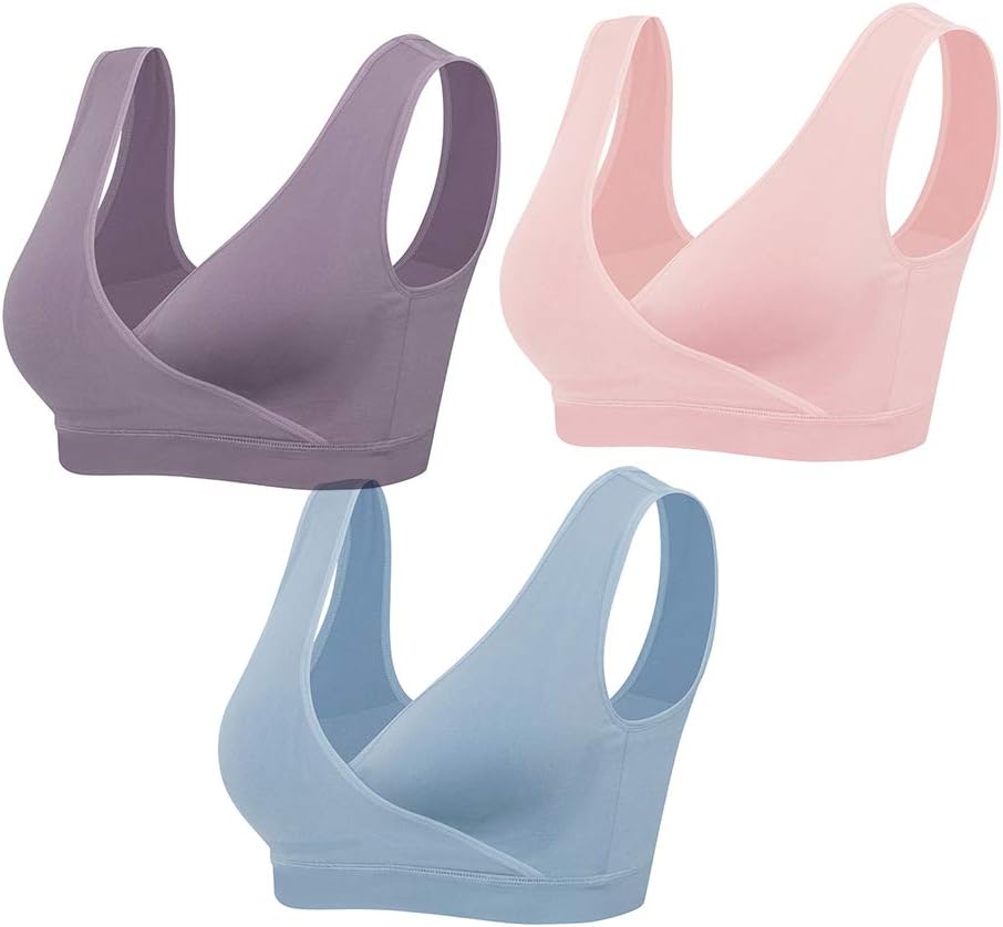 Nursing Sleep Bras Wirefree Maternity Breastfeeding Bras 3 Pack