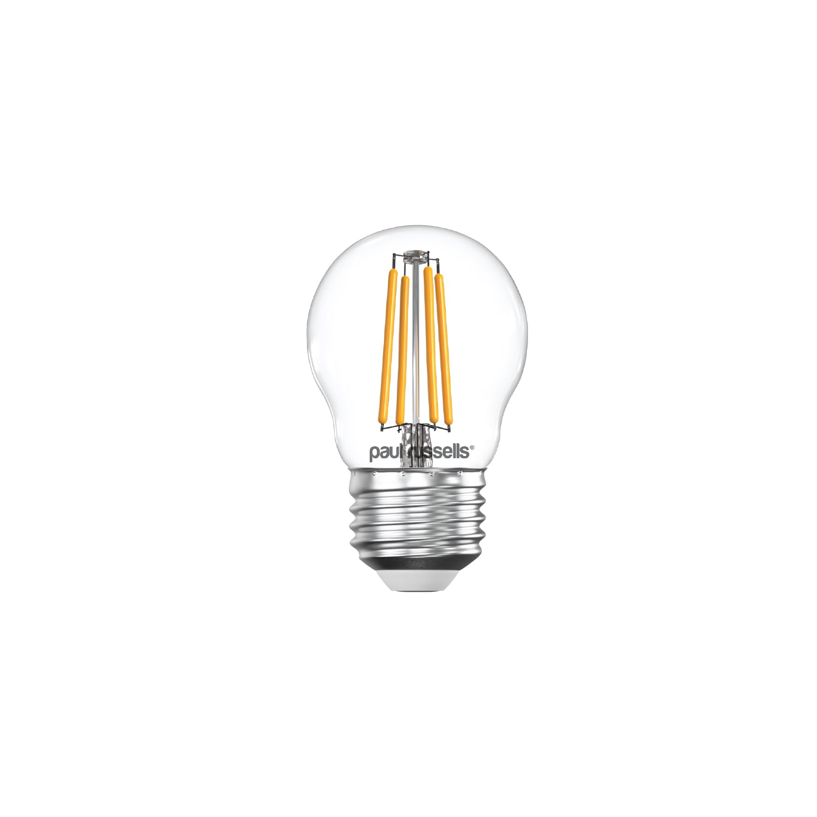 paul russells Dimmable Filament Golf Ball LED Bulbs, Edison Screw, E27, ES Cap, 4.5Watt 470LM G45 40w Equivalent, 2700K Warm White, Energy Saving, Decorative Chandelier Lamps, Pack of 1