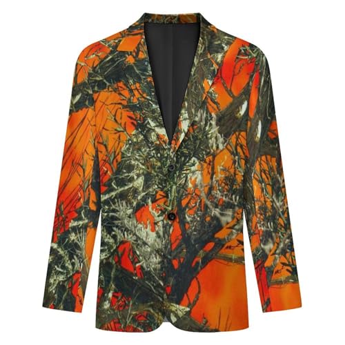 Orange Camouflage Mens Blazer Suit Jacket Lightweight Slim Fit Casual Coat4