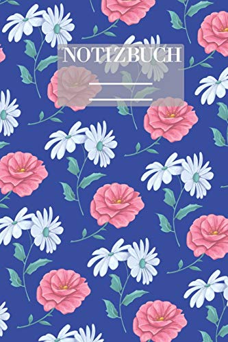 Notizbuch Garten Muster Pattern Pflanzen Blumen Pflanze Flower Blüte Blau:...