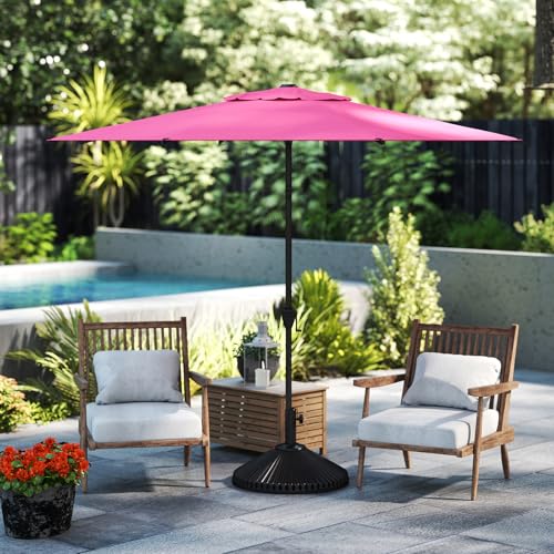 Image of Abba Patio 9FT Lyon Outdoor Patio Umbrella Outdoor Table Umbrella with Crank Market Umbrella 8 Sturdy Ribs UV Protection Waterproof and Push Button Tilt for Garden Deck Backyard Pool,Pink