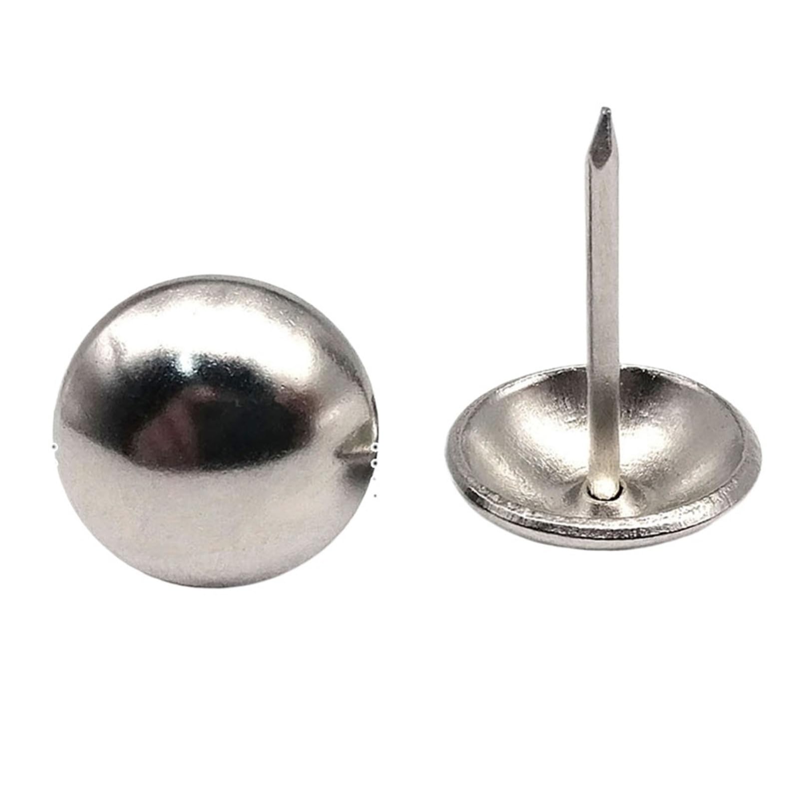 Flat Head Push Pins 50pcs Golden Silvery Upholstery Nail Case Wooden Box Sofa Shoes Decorative Tack Stud Pushpin Doornail(Silver cap 14mm)