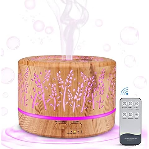 500ml Essential Oil Diffuser, Premium Ultrasonic Aromatherapy Scented Oil Diffuser Humidifier, Timer and Waterless Auto-Off, Cool Mist ,7 LED Light Colors for Bedroom,Baby Room, SPA Cover