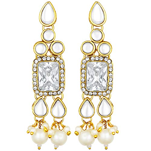 Image of Peora Crystal Faux Pearl Kundan Necklace & Jewellery Set Gift for Women