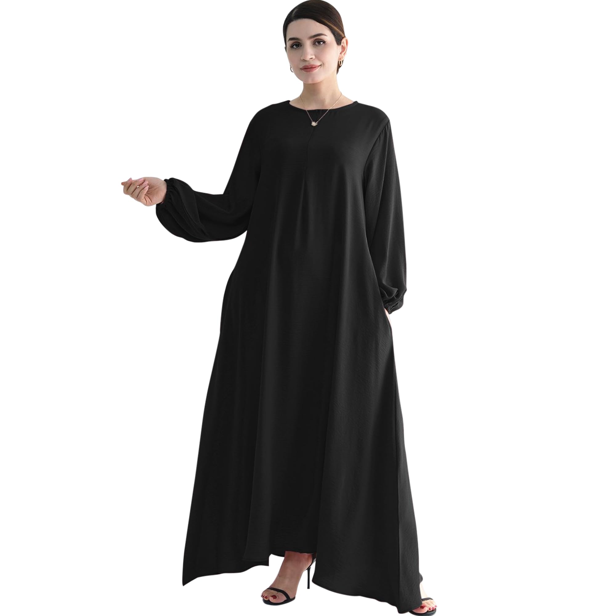 Jazvano Women Classic Abaya Dress Eid Prayer Clothes Dubai Women Robe Islamic Salah Muslim Robe Soft Jilbab
