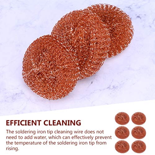 6pcs Tin-absorbing Copper Ball Stainless Steel Cleaner Window Film Privacy Soldering Tip Solder Tip Cleaner Stainless Steel Scourer Brass Tip Cleaner Iron Cleaning Silk