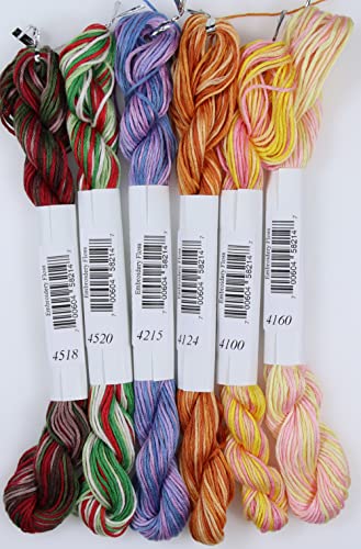 Image of KCS Big skeins of 25 Meters Size 25 Color Variegated Cross Stitch Stranded Threads,6 skeins,10